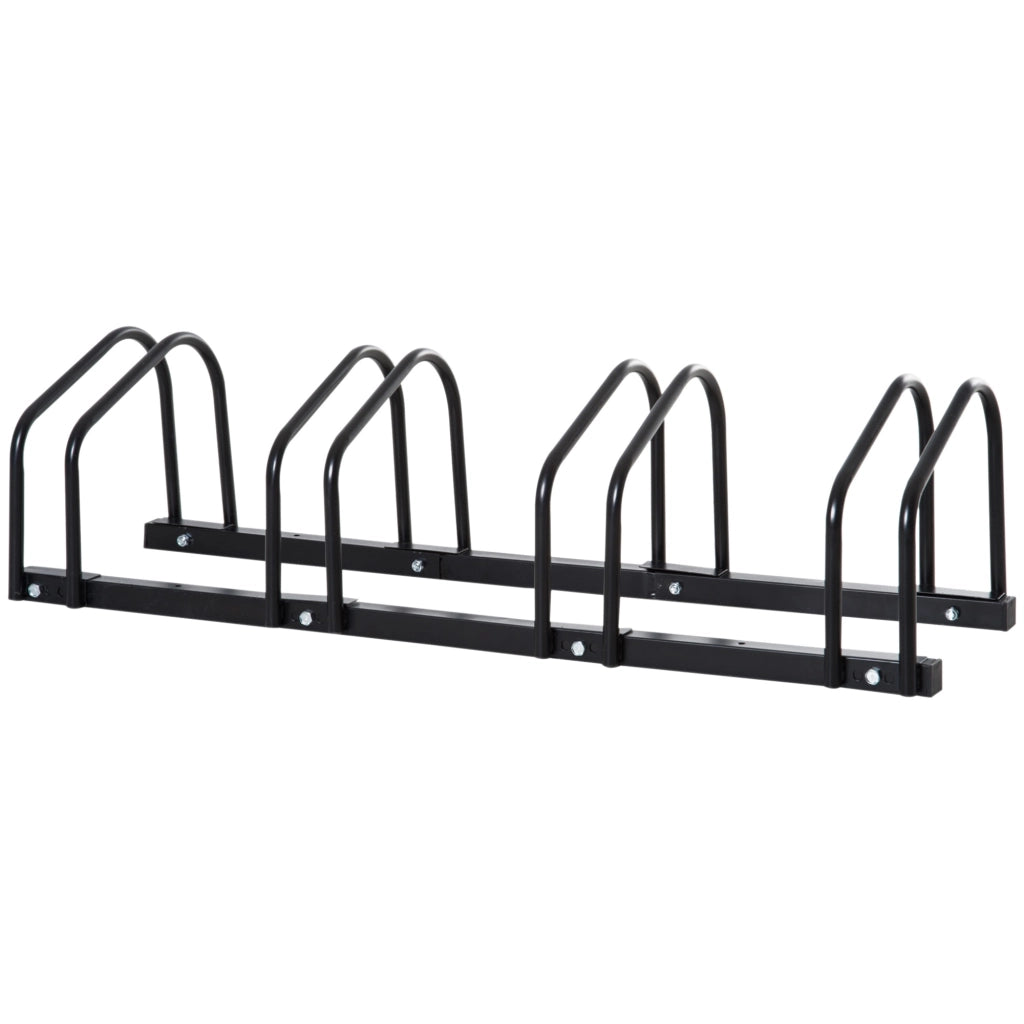 EasyComfort Rastrelliera Portabiciclette Parcheggio per 4 Biciclette in Acciaio, 110x33x27 cm, Nero