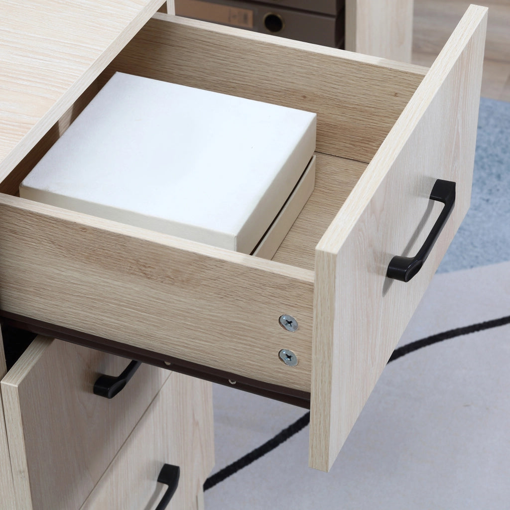Easycomfort Scrivania PC Moderna per Camera con 3 Cassetti e 3 Scaffali in Legno per Casa e Ufficio 120x49x72cm