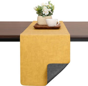 Tavolo da imitazione in plastica, moderno, antiscivolo, termoresistente, tavolo da esterno, lavabile, per eventi, decorazione da tavola (grigio-giallo, 40x240cm)
