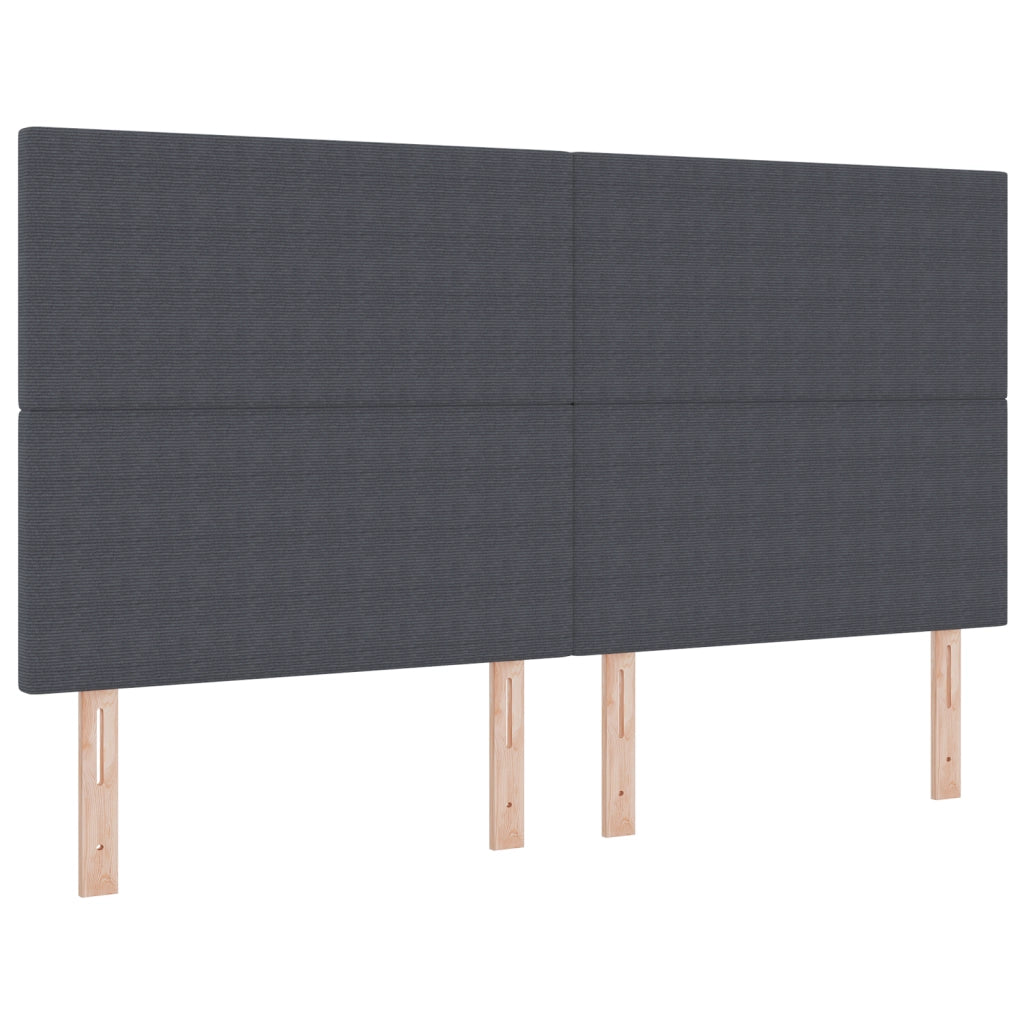 Letto con Rete a Molle con Materasso Grigio Scuro in Tessuto di Corduroy
