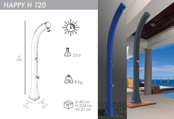 Doccia Solare In Resina Happy Con Lavapiedi Colore Blu Cv-H120/5002