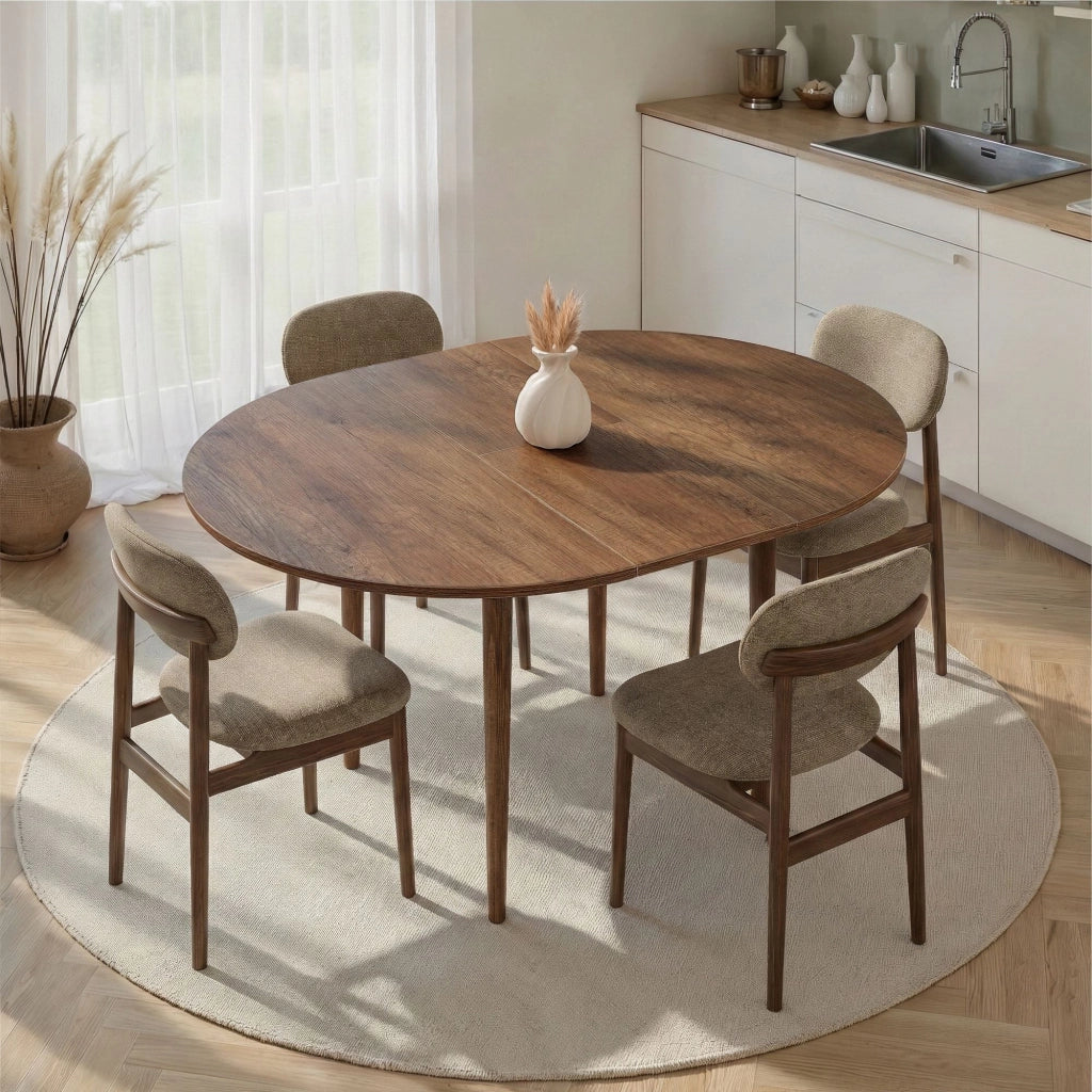 Tavolo da pranzo allungabile in legno "Viona" 100 x 100 x 75 cm - Noce Barok