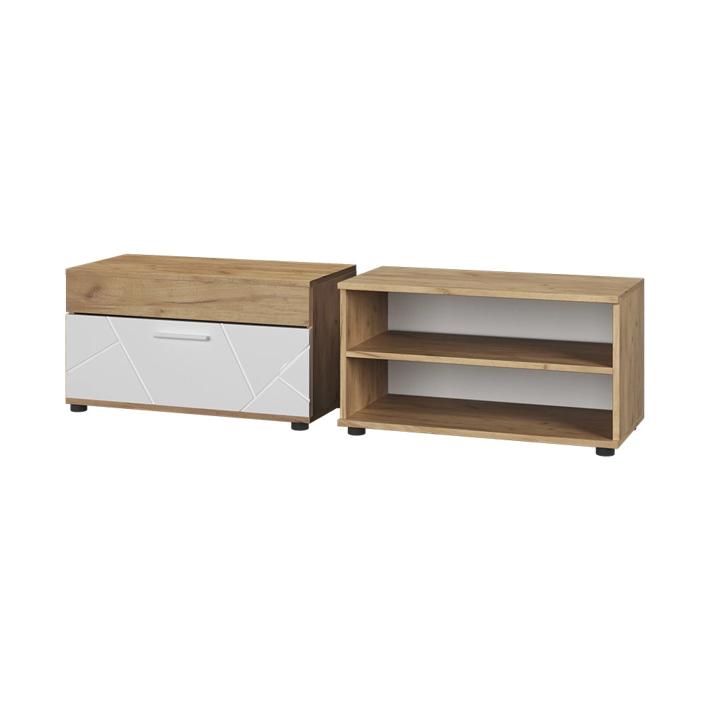 Vicco Parete attrezzata Quercia dorata/bianco 2 parti