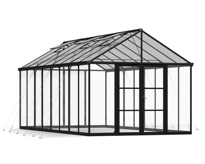 Serra Da Giardino in Policarbonato 608x304x285 cm- colore Nero Canopia ARIA Ibrida