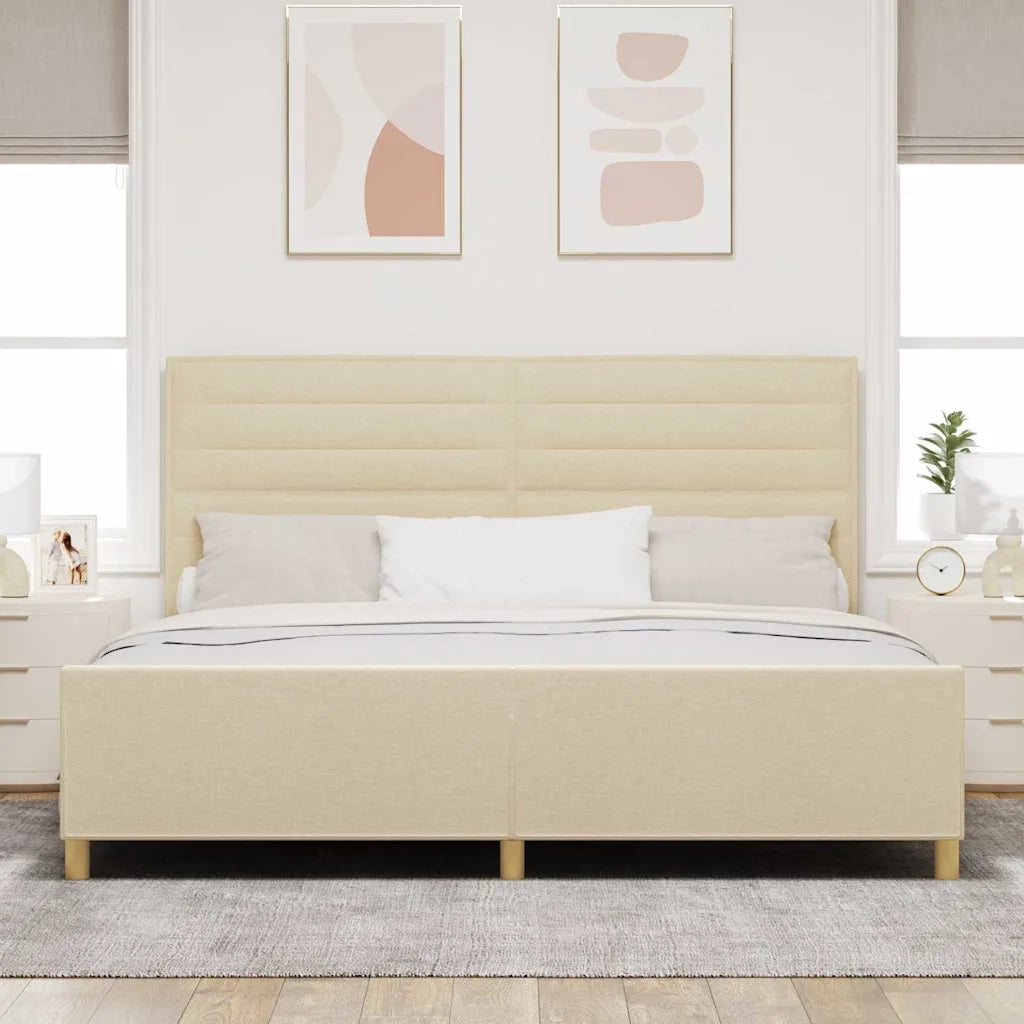 Struttura del letto con testiera Crema 200 x 200 cm Tessuto 3344681