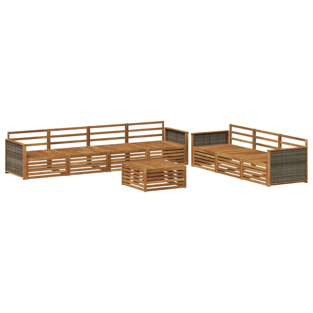 Set di divani da esterno 8 pz Naturale Legno di Acacia Massello 3383107
