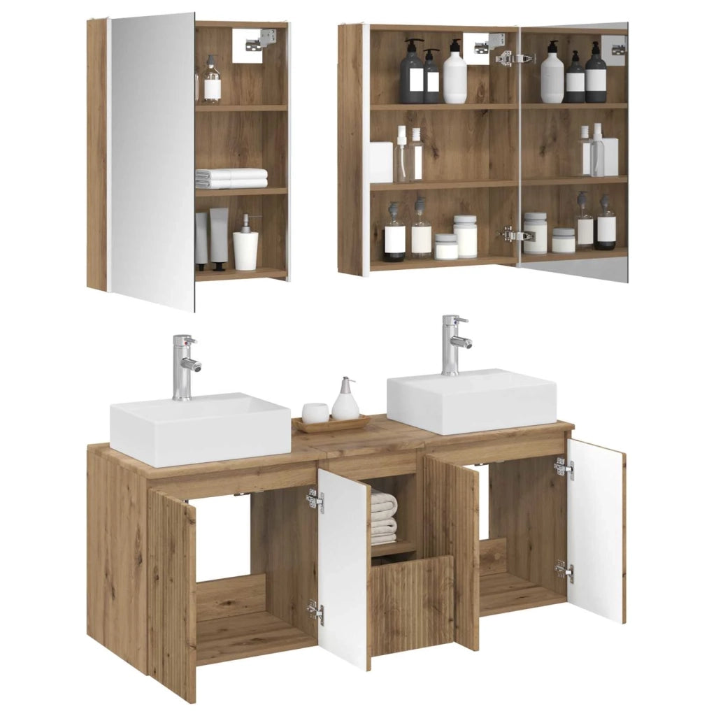Set di Armadi da Bagno 5 pcs Rovere Artigianale 3406414