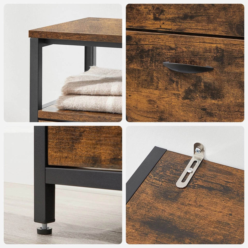 Scarpiera con 2 ante a ribalta mobile contenitore con scomparti aperti e divisori regolabili per ingresso contiene 10-16 paia di scarpe 80 x 30 x 95 cm marrone rustico e nero 12_0006369