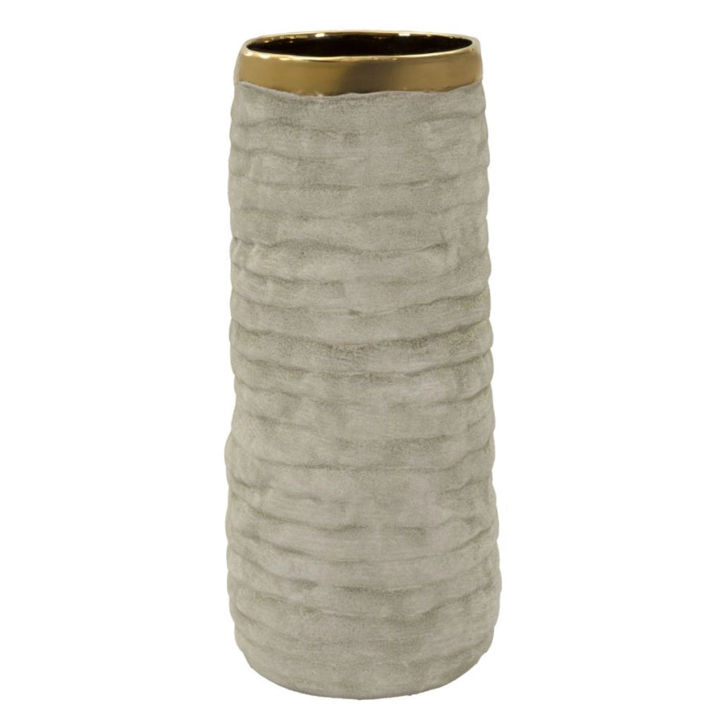 Vaso Decorativo VKH1019, Grigio, Ceramica, 14x14x31,5 cm