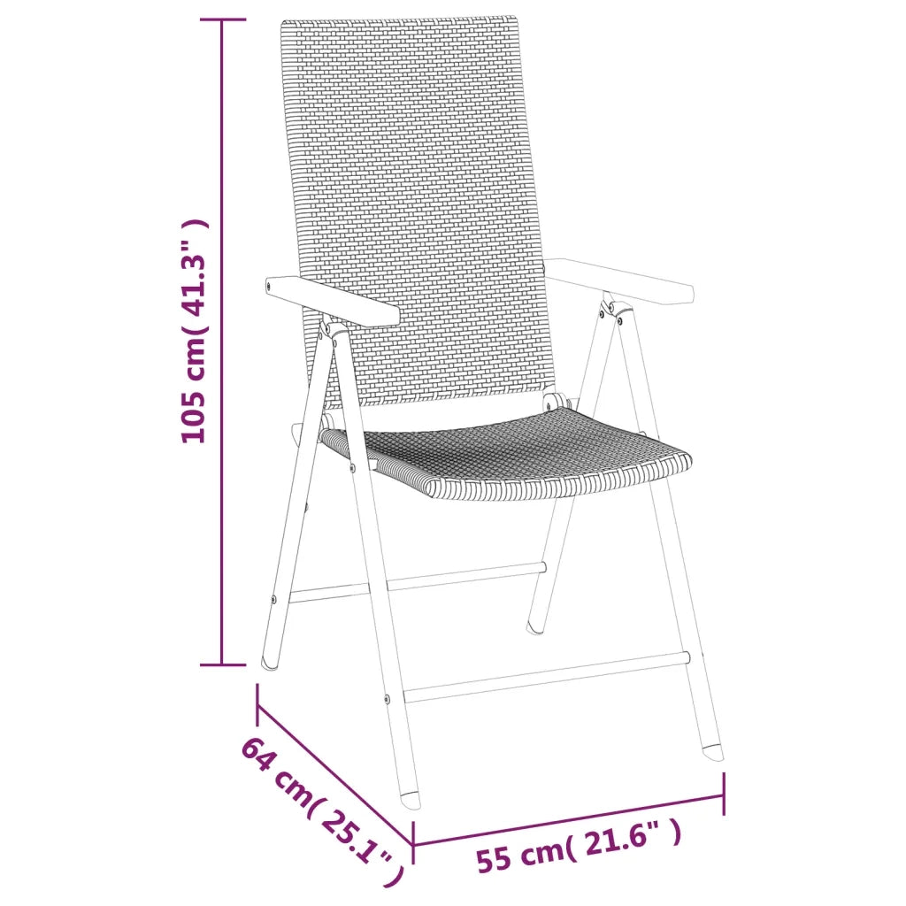 Set da Pranzo da Giardino 5 pz Nero e Marrone in Polyrattan 3156520