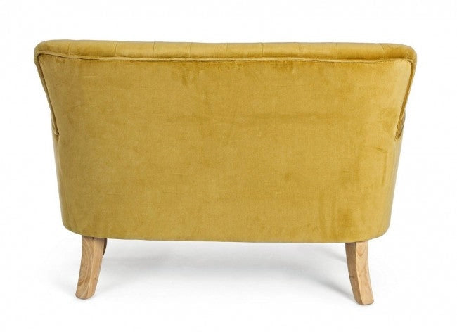 Divano 2 Posti 114x69x79 cm Orlins in Velluto Senape