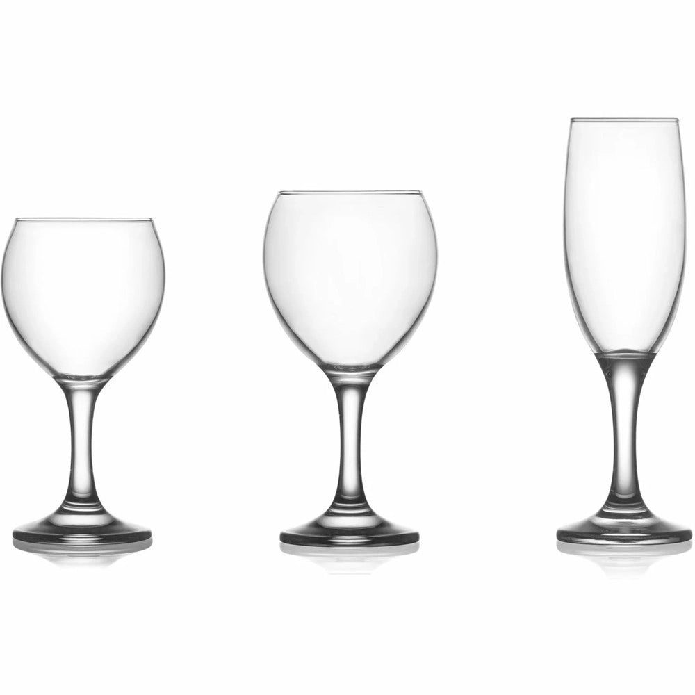 Trade Shop - Set Calici 18 Pz In Vetro Trasparente Da 260cc / 210cc / 190cc Per Champagne Acqua Vino -