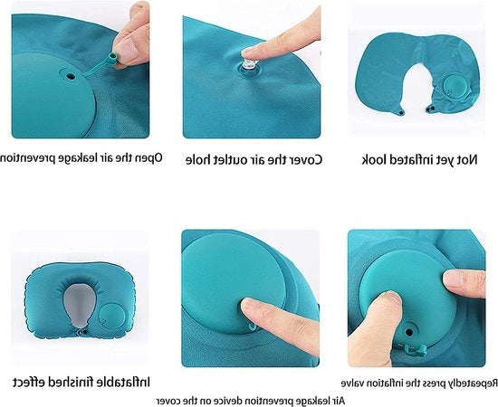 Cuscino di supporto gonfiabile a forma di U per viaggi in aereo, auto, treno e in casa