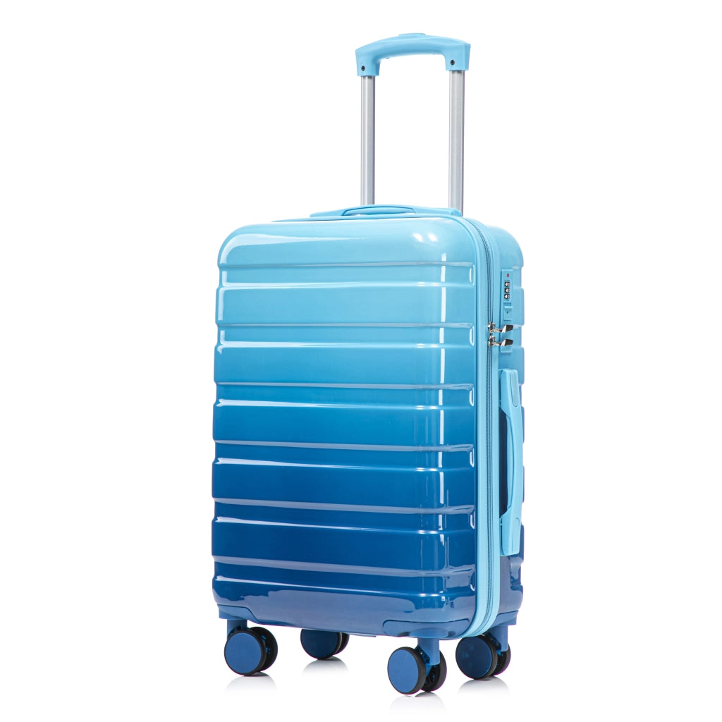 Set Valigie Rigide 2 Pezzi con Beauty Case; Guscio Impermeabile in PC; Bagaglio a Mano 20 Pollici Blu