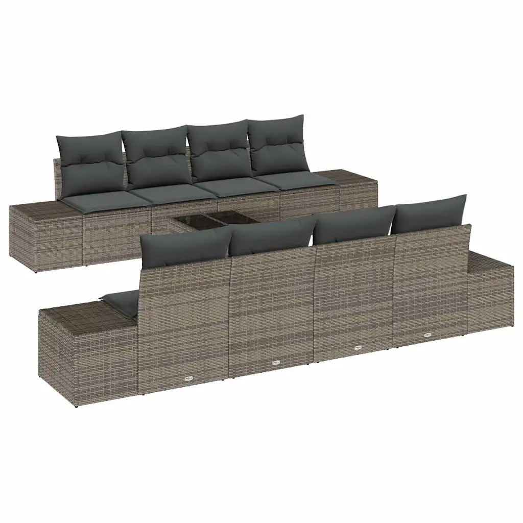 Set Divano da Giardino con cuscino 8 pcs Grigio polyrattan 3355658
