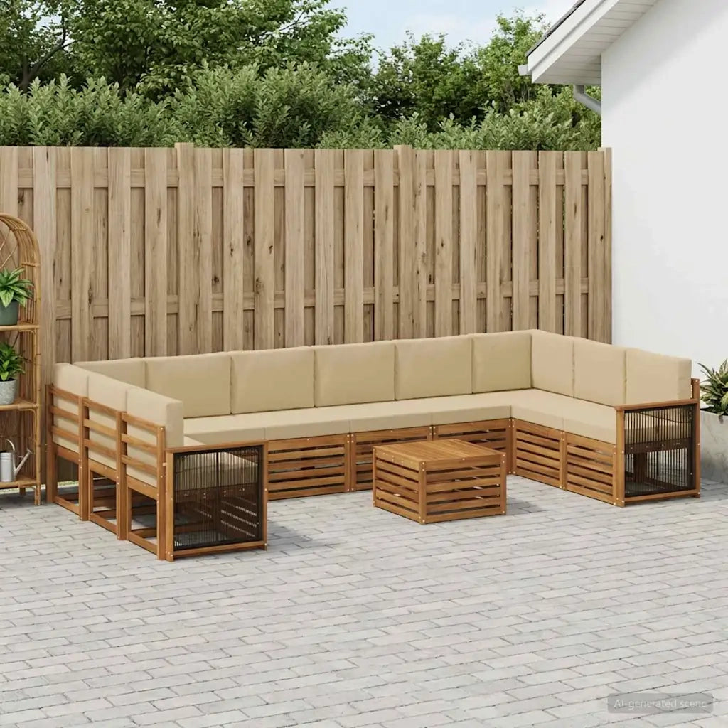 Set di divani da esterno con cuscino 8 pcs Naturale 3384924