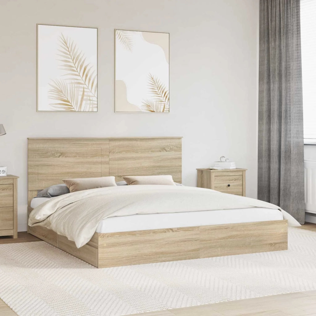 Letto con Contenitore con testiera Rovere Sonoma 180 x 200 cm