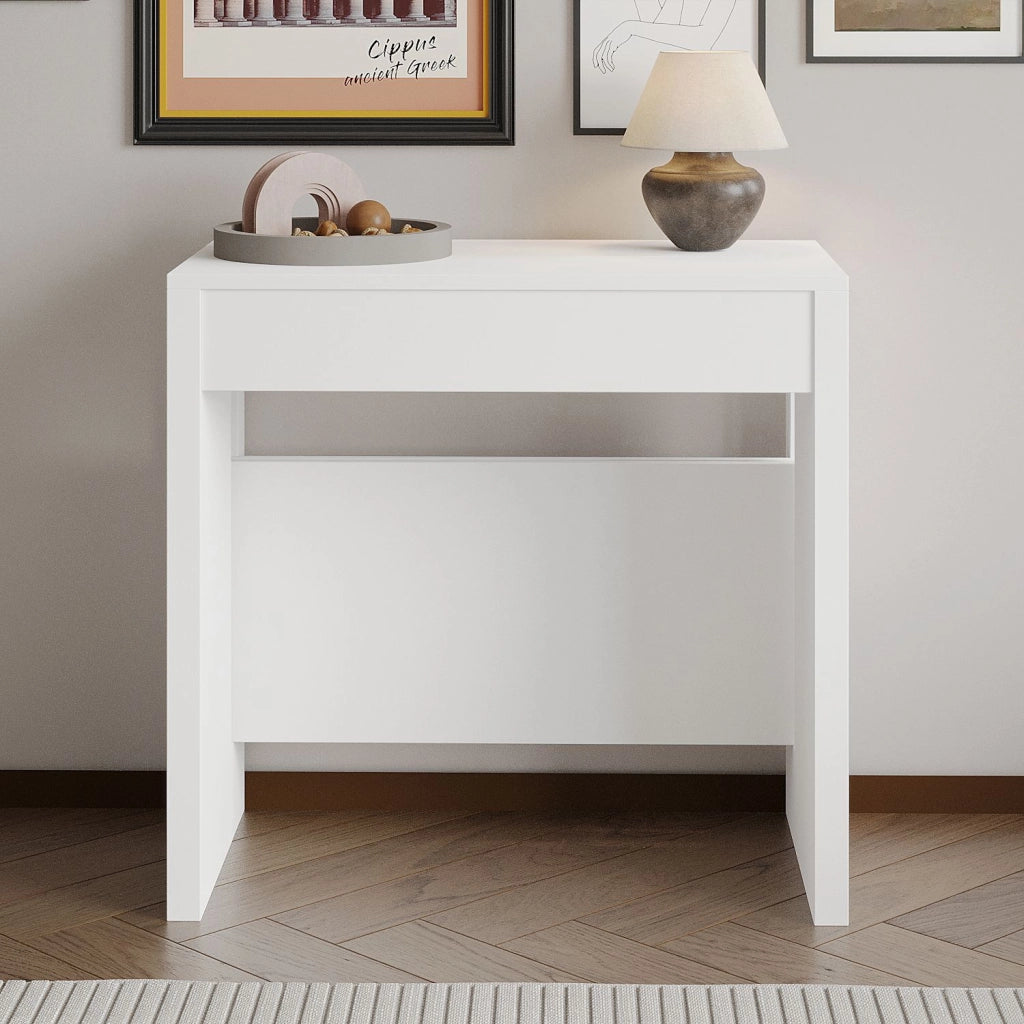 Tavolo da pranzo allungabile in legno "Nivo" - 80 x 44 x 76 cm - Bianco