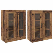 Set di 2 moderni pensili 69,5 x 34 x 90 cm con eleganti ante in vetro in legno ingegnerizzato con finitura in legno anticato 02_0056052
