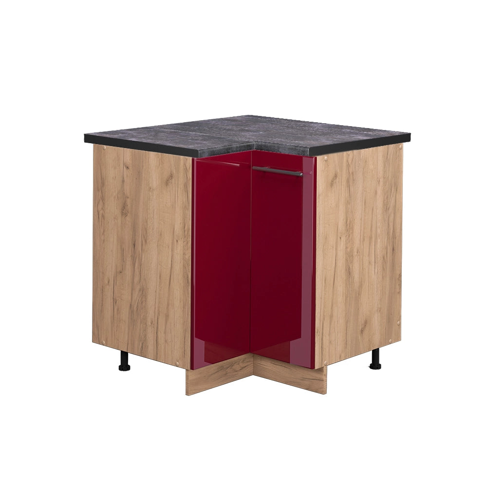 Mobile ad angolo cucina Fame-Line Bordeaux lucido/Rovere dorato 80.5 cm, PL Antracite Vicco