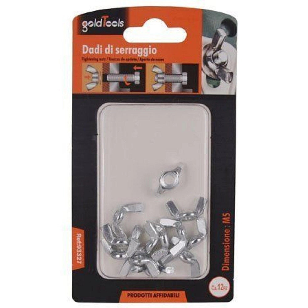 Trade Shop - Set 12 Pezzi Dadi Di Serraggio Dado Con Alette Filettatura M5 Fissaggio 93327 -