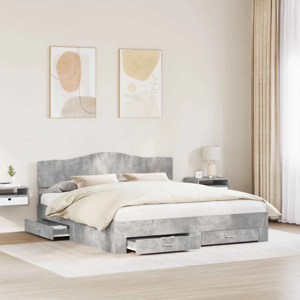 Struttura del letto con testiera Grigio cemento 200 x 200 cm