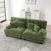 Divano modulare 220x77x81 cm verde in chenille con 4 cuscini