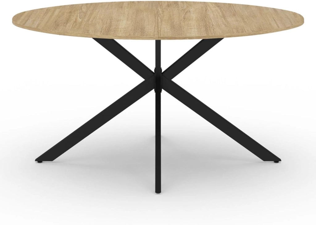 Tavolo da pranzo ovale ALIX, legno e gambe a ragno nere, 8 persone, 150 cm