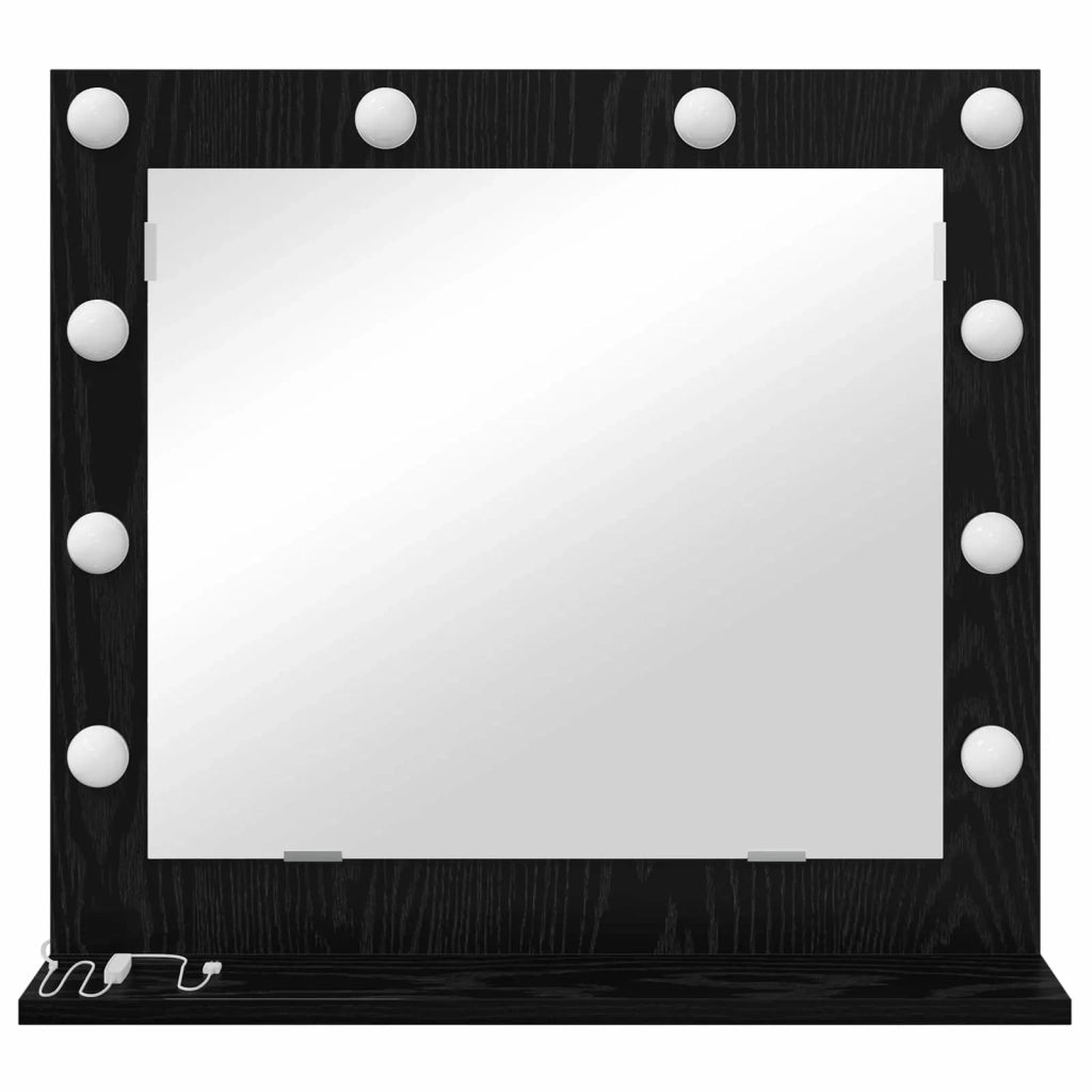 Specchio da Vanità Rettangolare Rovere Nero 60 x 55 x 18 cm 868286