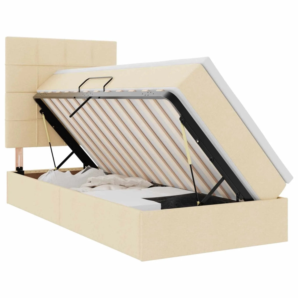 Letto con contenitore e materasso Crema 90 x 190 cm Poliestere