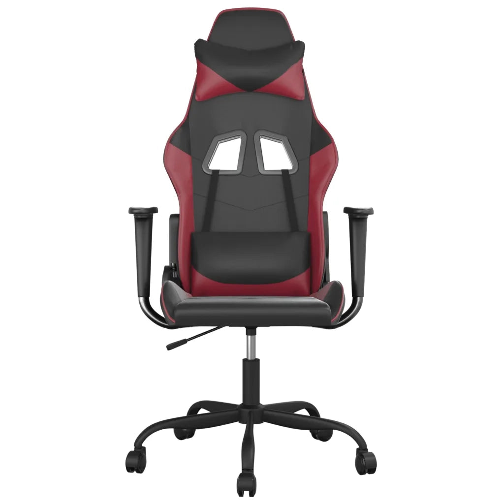 vidaXL Sedia Gaming Massaggio Nero e Rosso Vino in Similpelle