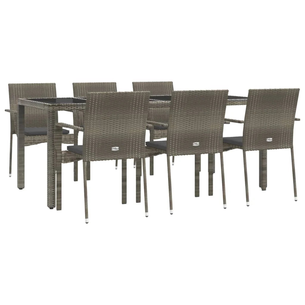 Set da pranzo da giardino in rattan grigio da 7 pezzi e cuscini 02_0014900