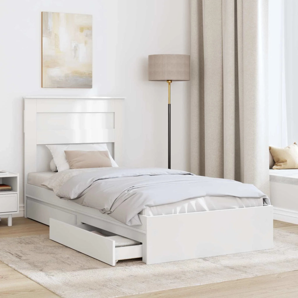 Letto con Contenitore Bianco 75 x 190 cm Legno multistrato