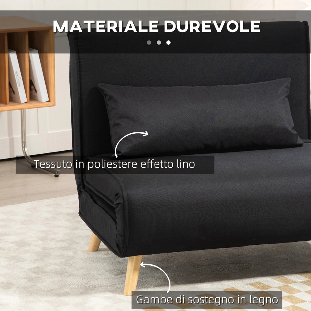 Poltrona Letto Reclinabile in Tessuto ¨C zephmum ¨C Nero 94x78x80 cm