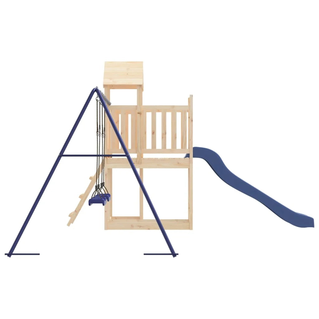 Altalene per parco giochi all'aperto scivolo altalene robuste giochi da giardino 356 x 378 x 214 cm legno di pino massiccio 02_0004719