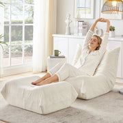 POLTRONA RELAX con poggiapiedi Set da 2 pezzi Teddy Beige