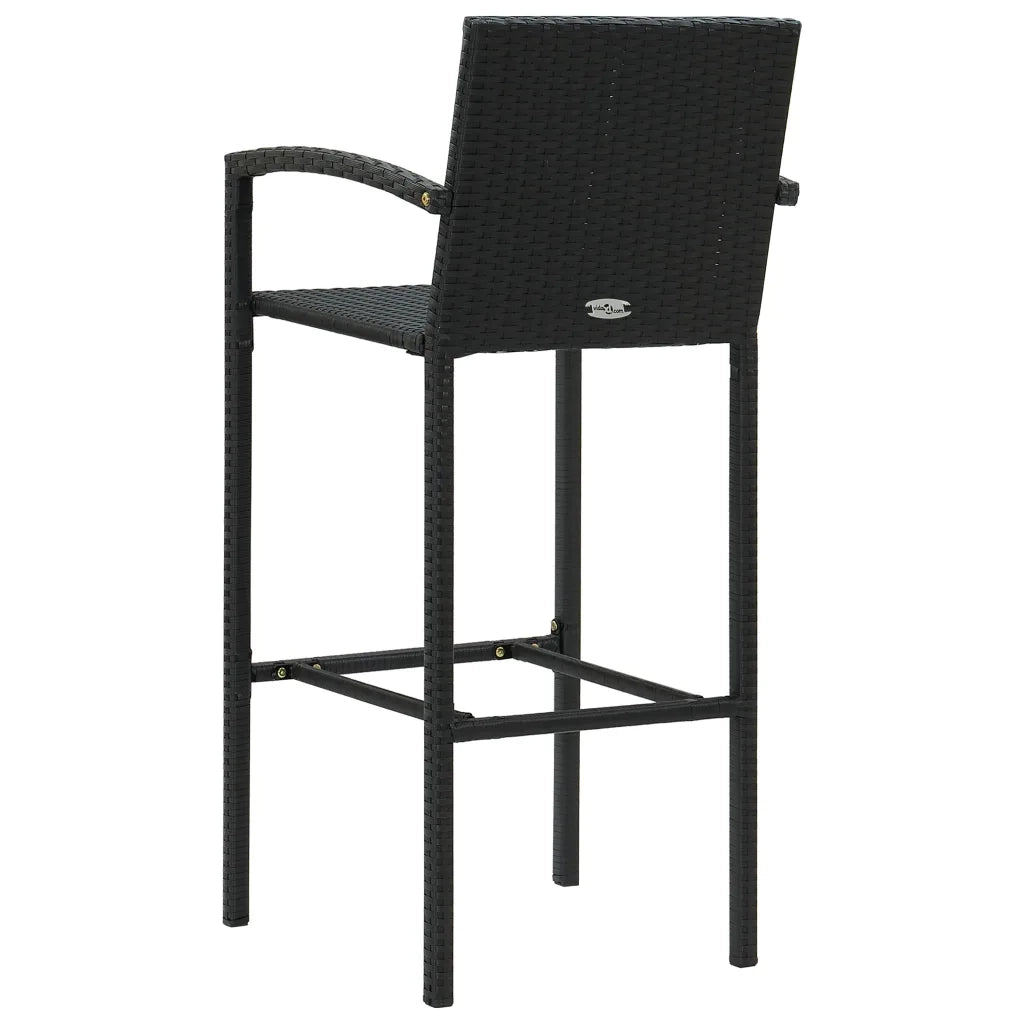 Sgabelli da Bar 4 pz in Polyrattan Nero