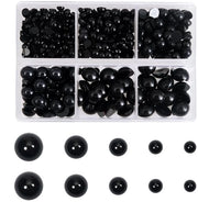 Occhi poppanti rotondi con parte posteriore piatta - Sicuri per il fai da te stesso - Nero - Plastica - Adatto per poppe DIY - Dimensioni variabili