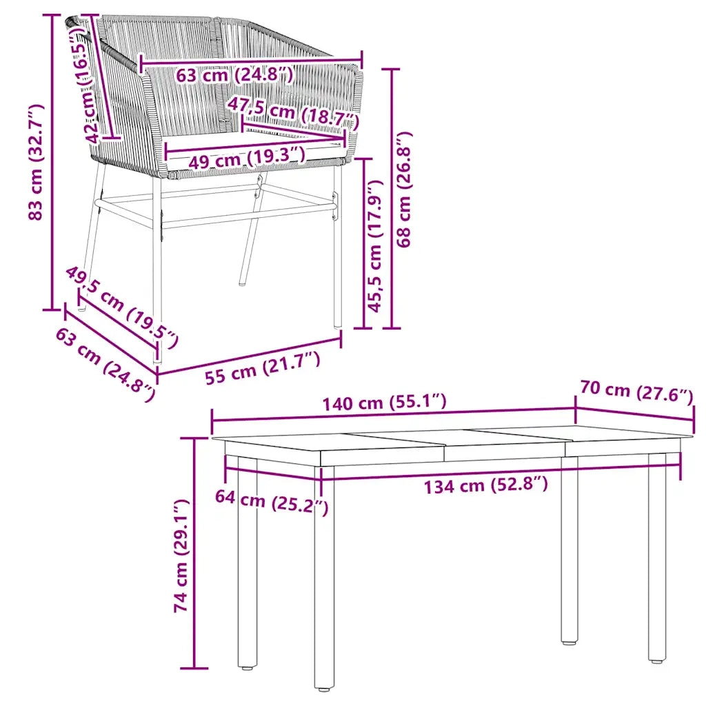 Set da Pranzo da Giardino 5 pz | Set Salotto da Giardino con Cuscini Polyrattan Vetro