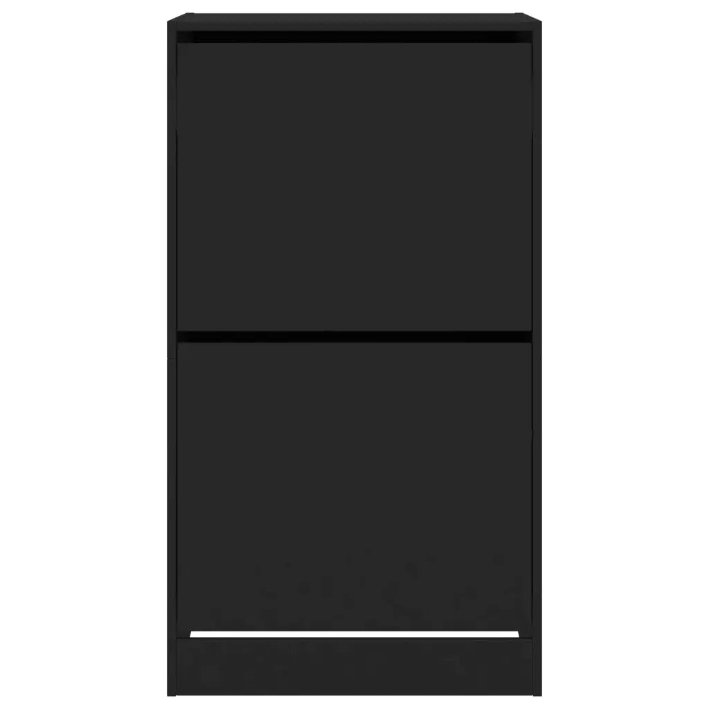 Scarpiera con 2 Cassetti Ribaltabili Nera 60x42x108 cm 3214386