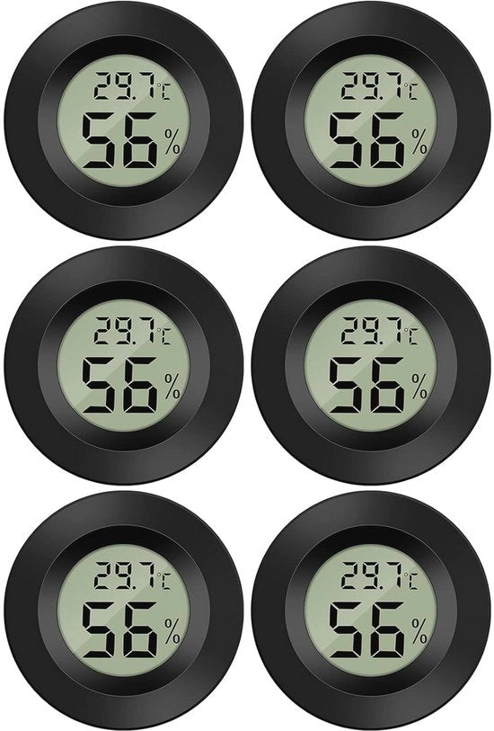Termometro e Igrometro Digitale a LCD - Misura Temperatura e Umidità per Ambienti Interni -50 °C fino a +70 °C (6 pezzi)