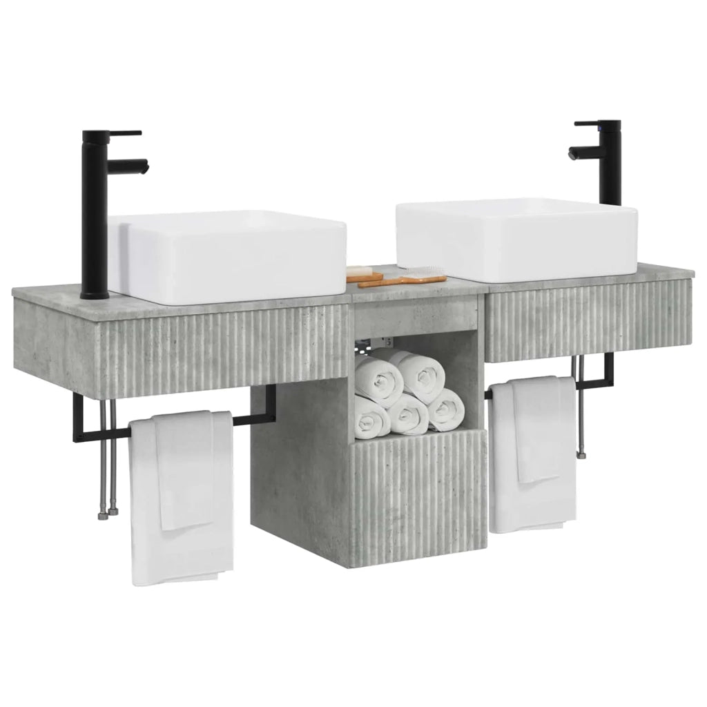 Set di mobili per il bagno 3 pz Grigio Cemento 3405600