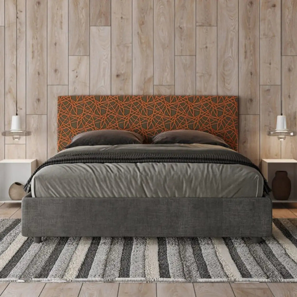 Letto matrimoniale senza rete imbottito 160x200 tessuto Era 4 arancio Arla