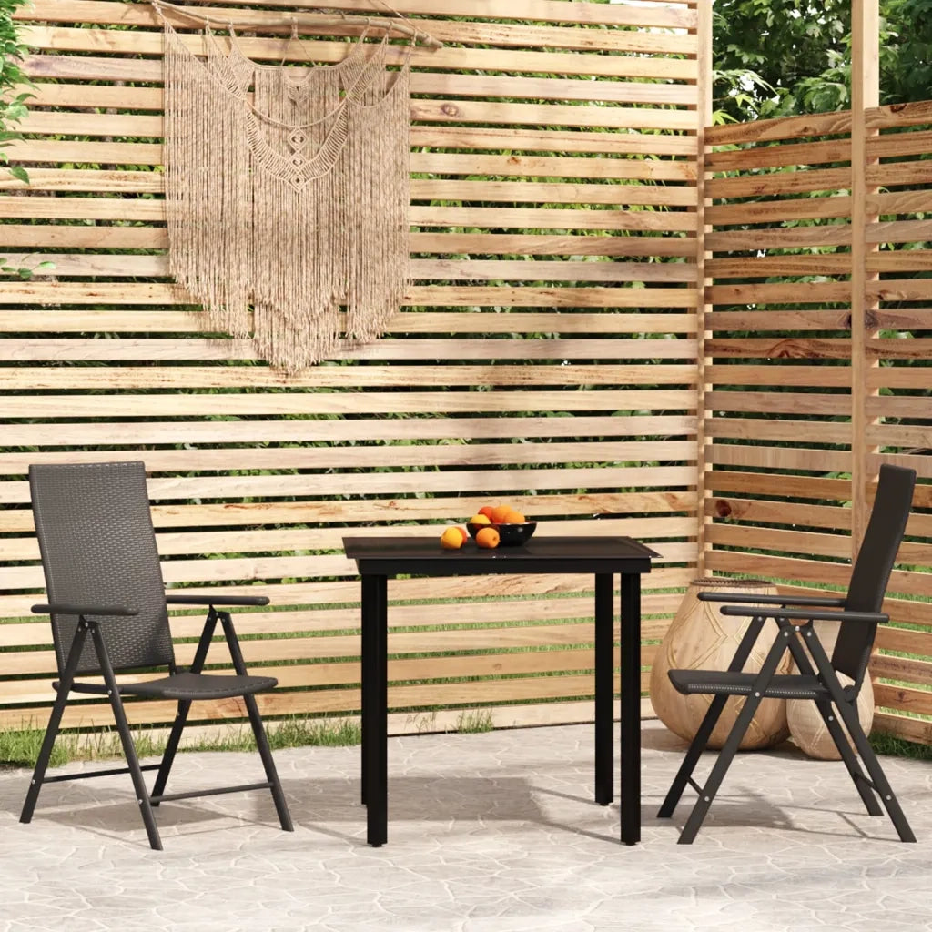 Set Mobili da Pranzo per Giardino 3 pz | Set Salotto da Giardino Nero
