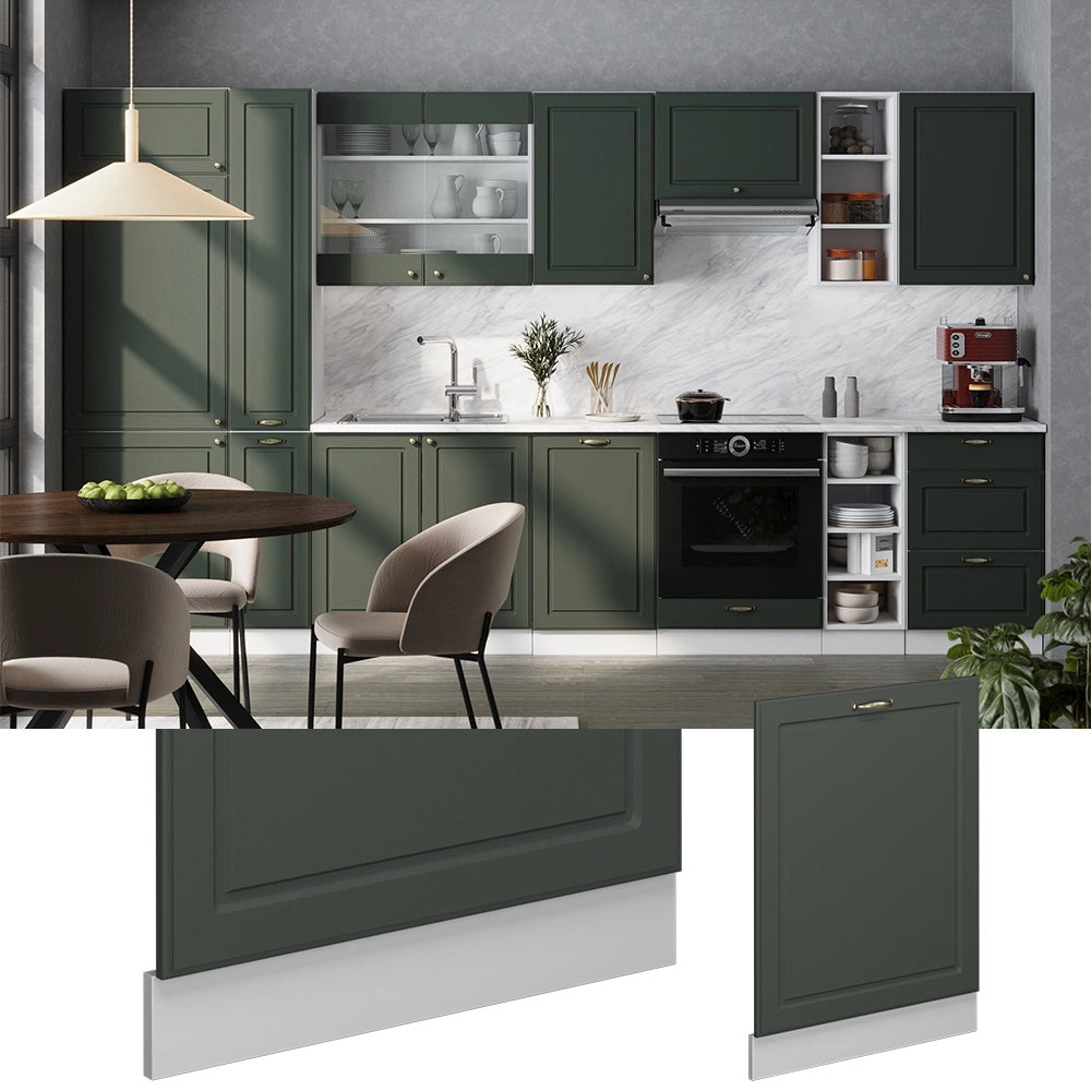 Pannello frontale della lavastoviglie Fame-Line Verde-oro rustico/Bianco 60 cm, PL Marmo Vicco
