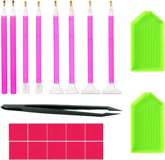 Set di 21 penne e accessori per diamond painting - pennarelli con pinza per la creatività - pittura di diamanti