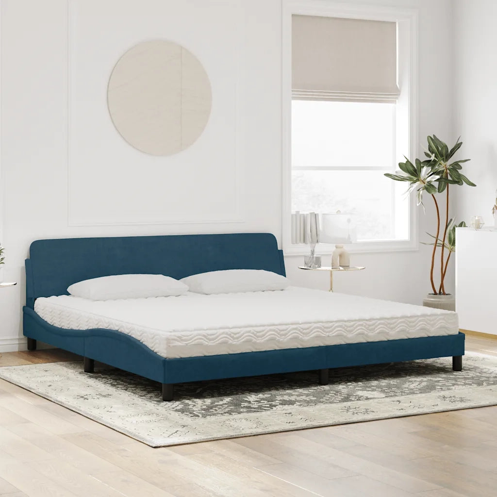 Letto con Materasso Dover Blu 200x200 cm Velluto