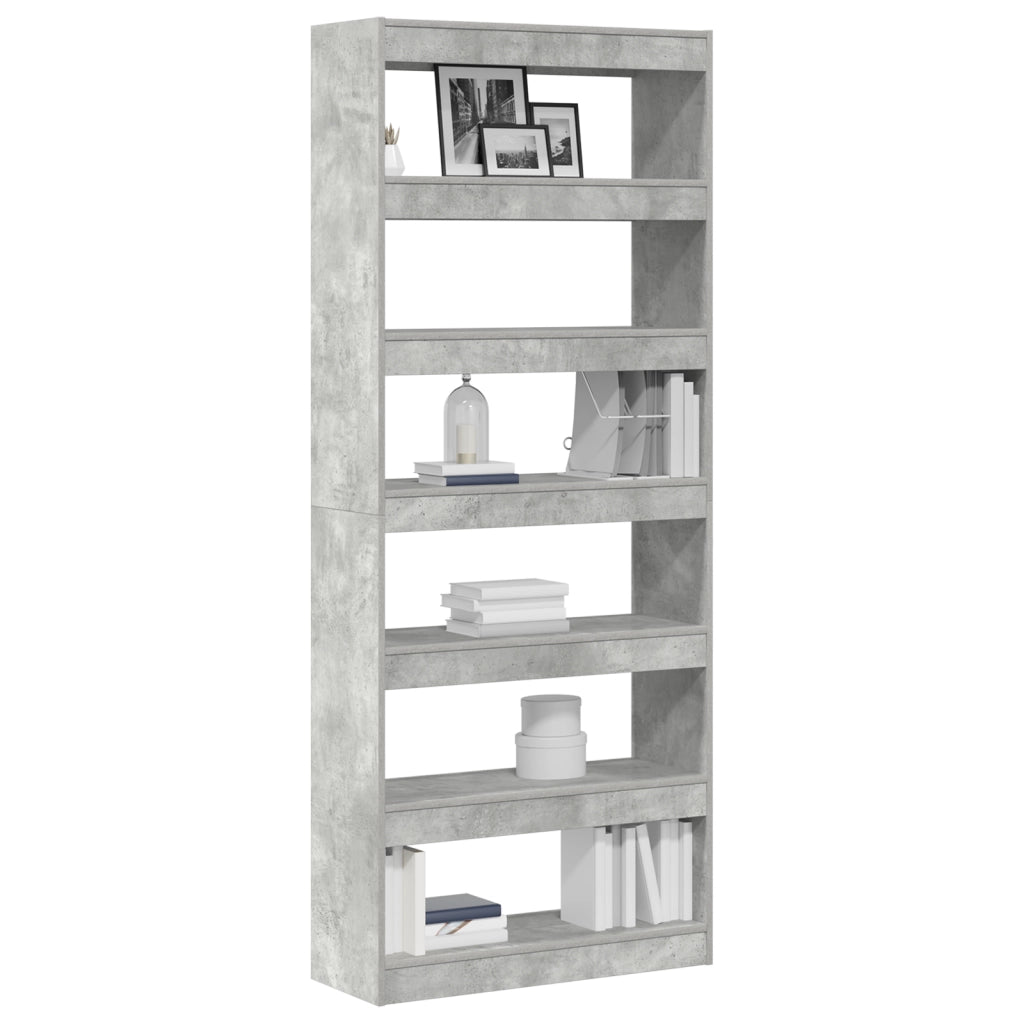 Libreria Grigia in Cemento Grigio Cemento Legno ingegnerizzato