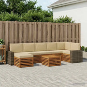 Set di divani da esterno con cuscino 8 pcs Naturale e Beige 3384669