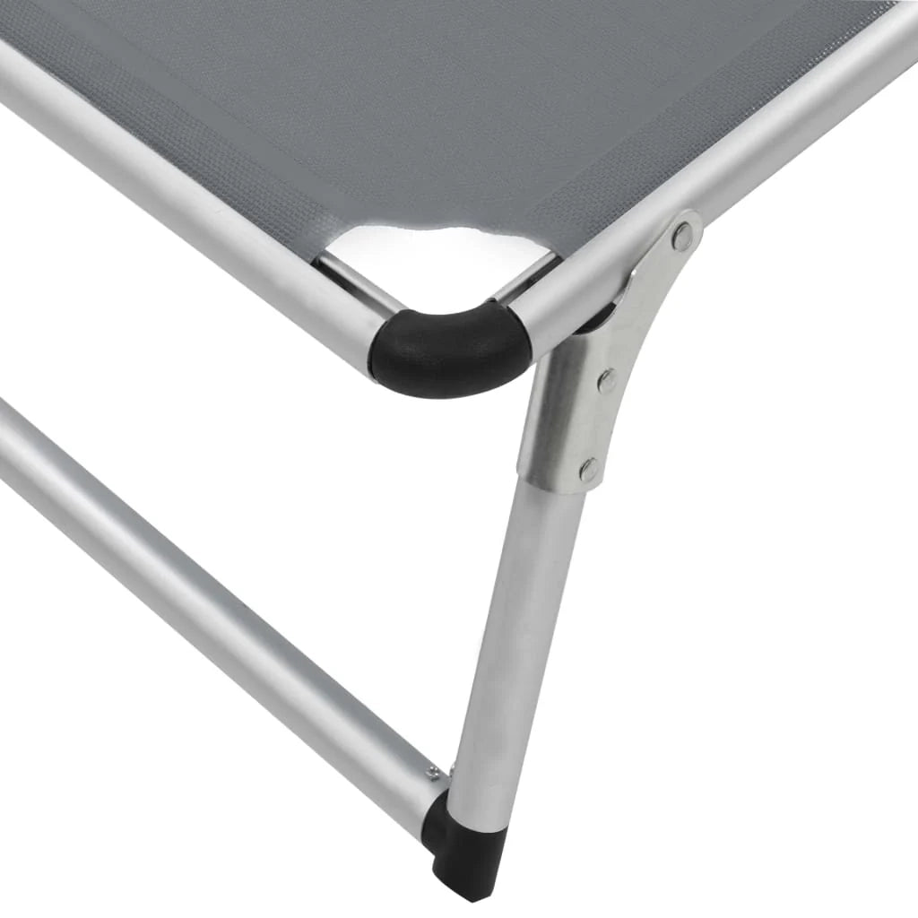 Lettino prendisole sedia a sdraio lettino prendisole letto da giardino mobili da giardino mobili da esterno pieghevoli con tettoia in alluminio e textilene grigio 02_0012817
